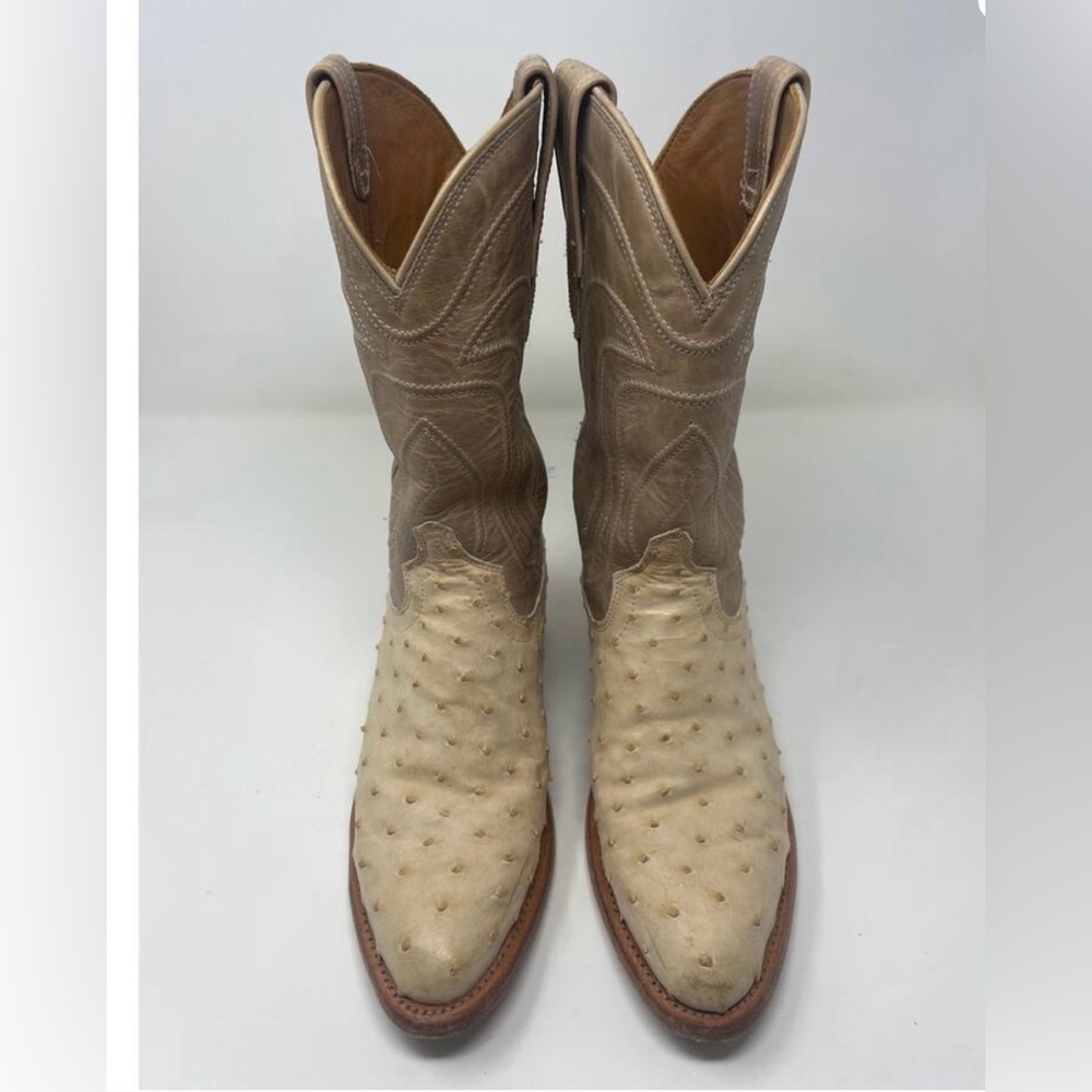 Tecovas Jamie Ostrich Cowgirl Boot in Pearl - Sz 7 - Picture 2 of 7
